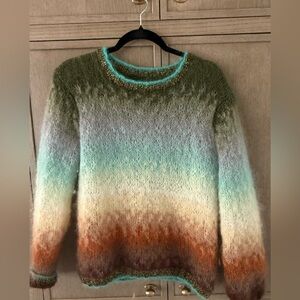 Rose Carmine Crew Neck Metallic SWEATER TIE&DYE CHOCO / KAKI